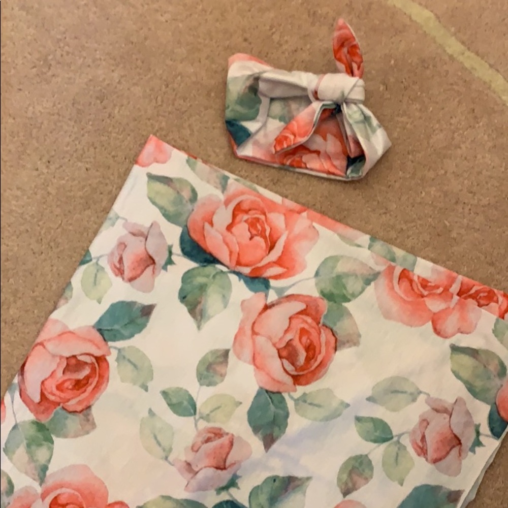 Baby wrap and headband matching set